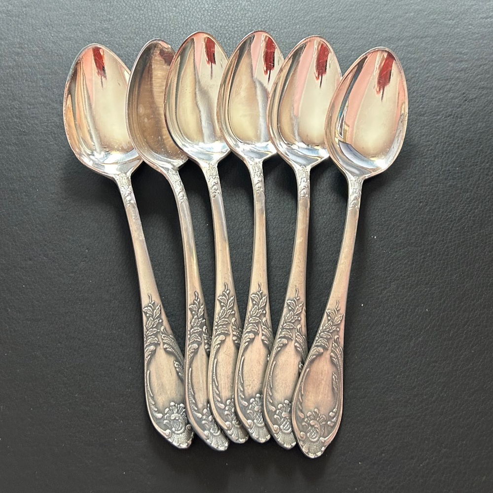 Vintage Set of 6 Melchior Silver Plated Serving Spoons